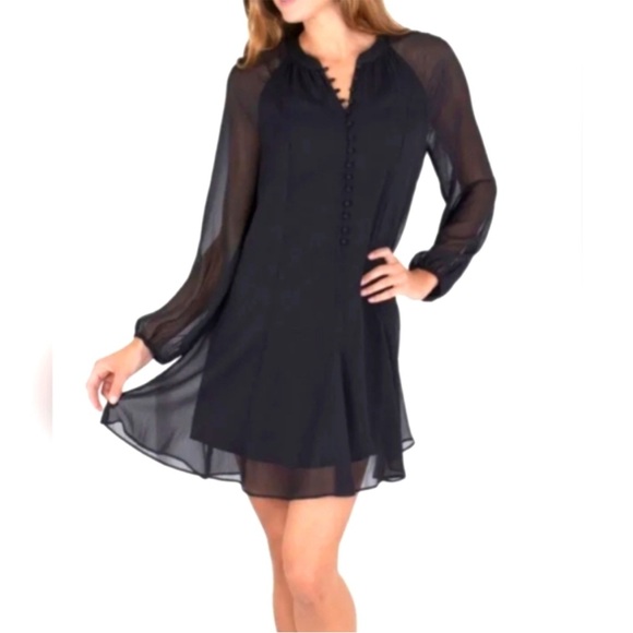 Joie Caviar Limited Edition Balloon Sleeve Black Dress Large - Picture 1 of 14